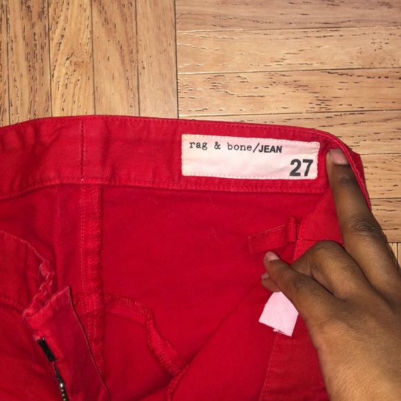 Rag & Bone Red High-Rise Skinny Jeans - Picture 3 of 4